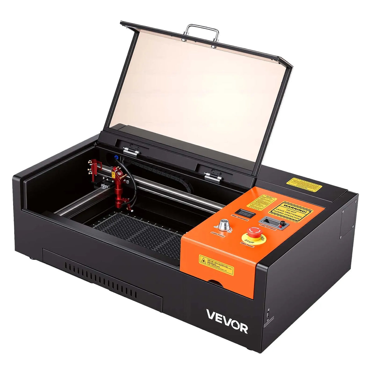 VEVOR 45 W Desktop CO₂ Laser Engraving and Cutting Machine 300 × 200 mm with Rotary Axis and Air Assist, LightBurn, CorelDRAW, GRBL