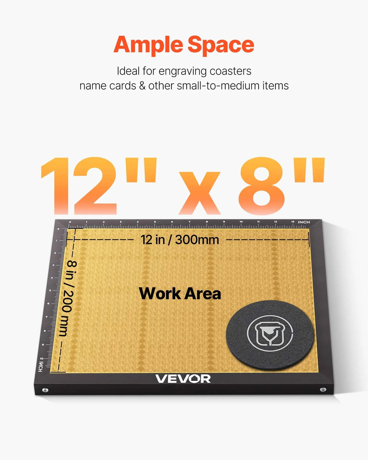 VEVOR 45 W Desktop CO₂ Laser Engraving and Cutting Machine 300 × 200 mm with Rotary Axis and Air Assist, LightBurn, CorelDRAW, GRBL