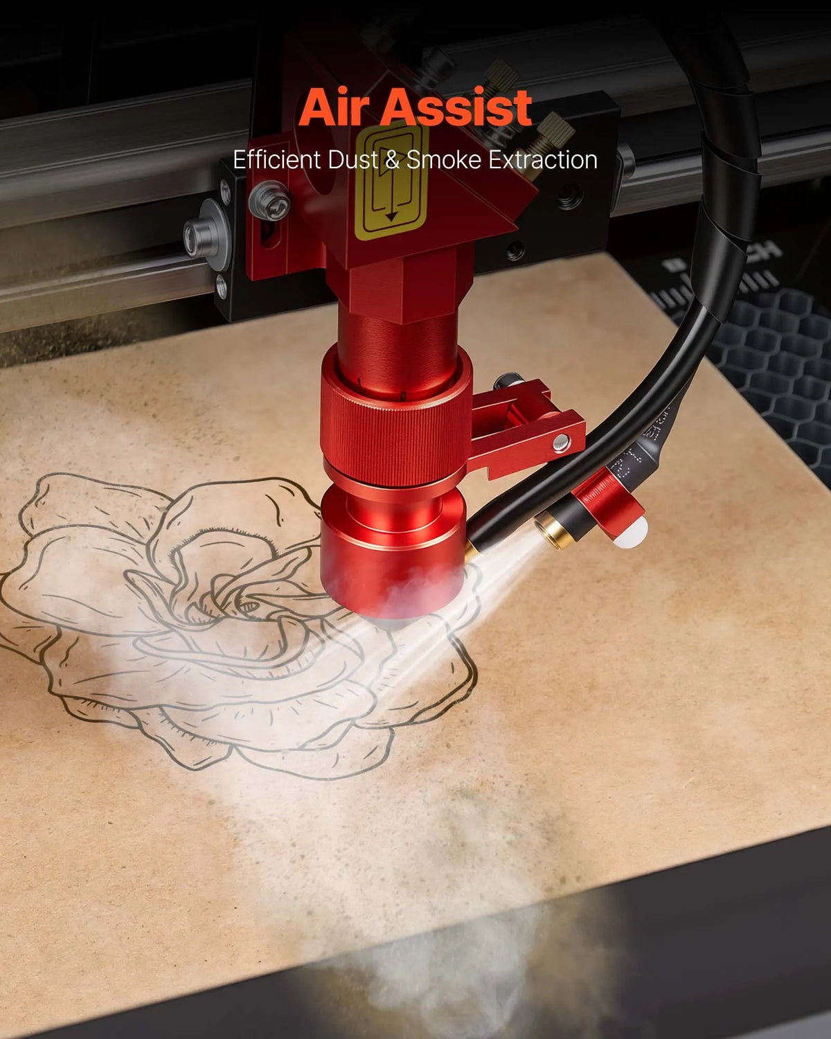 VEVOR 45 W Desktop CO₂ Laser Engraving and Cutting Machine 300 × 200 mm with Rotary Axis and Air Assist, LightBurn, CorelDRAW, GRBL