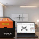 VEVOR 45 W galda CO₂ lāzera gravēšanas un griešanas iekārta, darba laukums 300 × 200 mm, ar rotācijas asi un gaisa padevi, saderīga ar LightBurn, CorelDRAW un GRBL, kokam, akrilam un stiklam