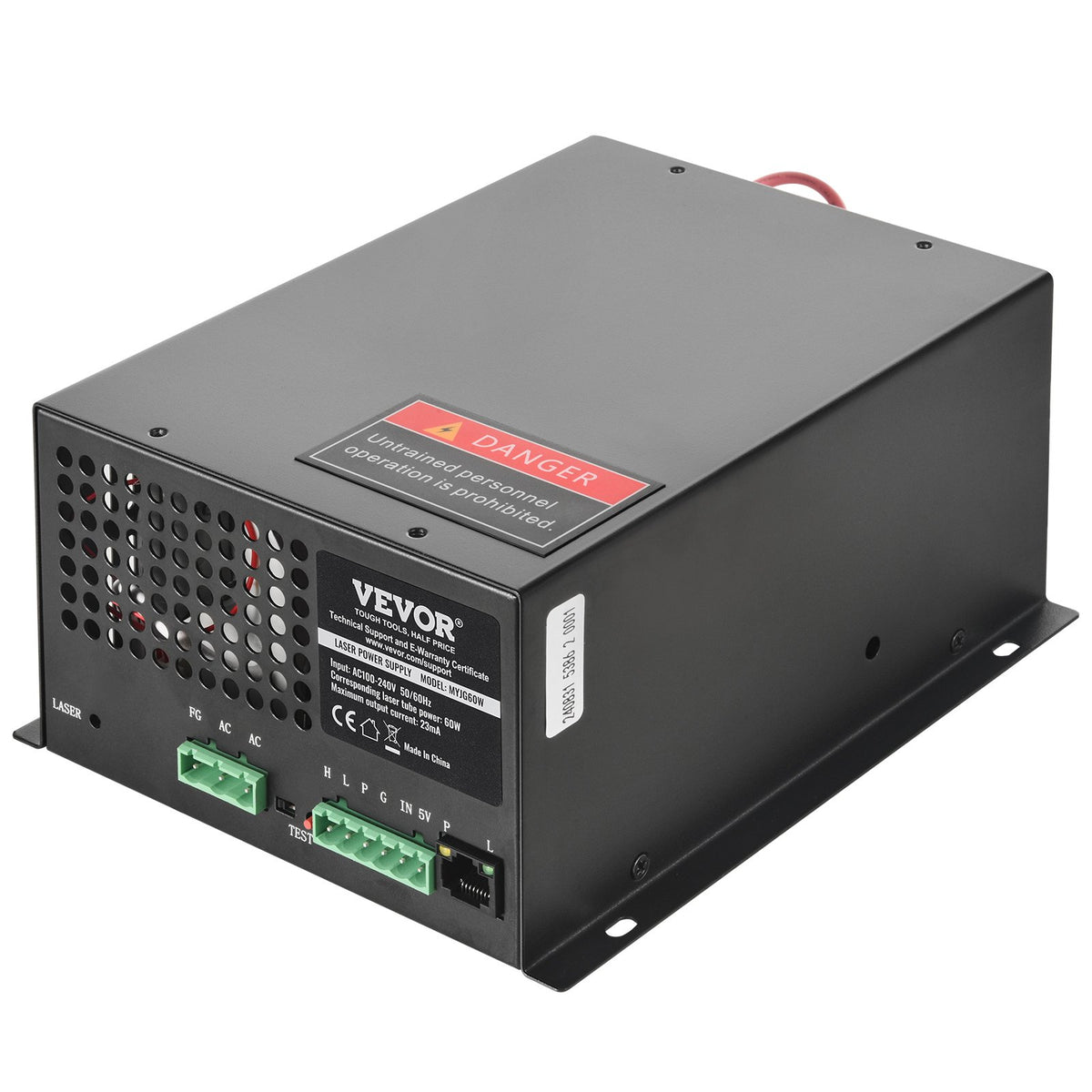 VEVOR laseri toiteplokk 60 W CO₂-lasertorule voolu- ja avatud ahela kaitsega