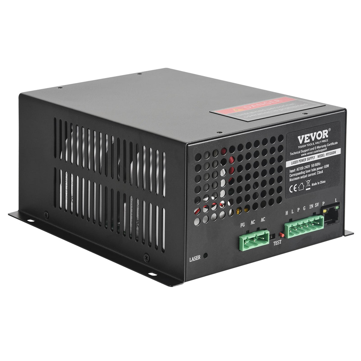 VEVOR laseri toiteplokk 60 W CO₂-lasertorule voolu- ja avatud ahela kaitsega