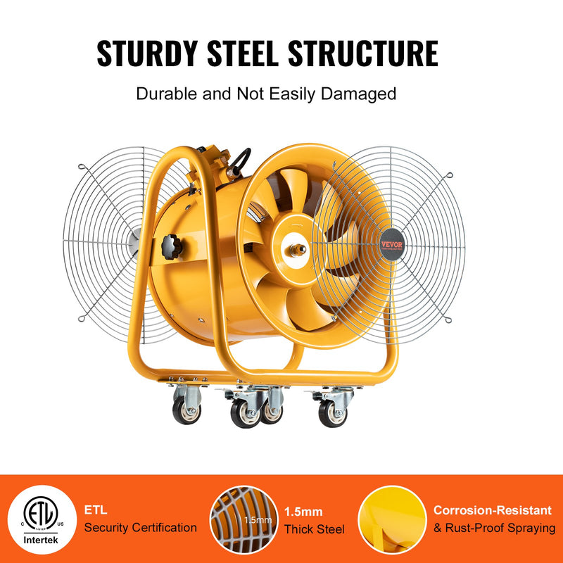 VEVOR 406.4mm Izplūdes Ventilators Pūtejs ar 5m Strāvas Vadu - Pārnēsājams Industrijas Ventilators