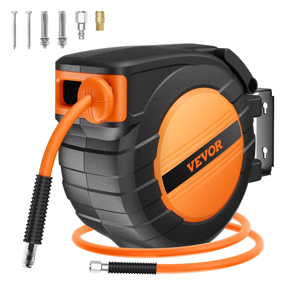 VEVOR Air Hose Reel, Retractable, 9.53 mm, 15 m, Hybrid, with Housing, 20 bar / 300 PSI