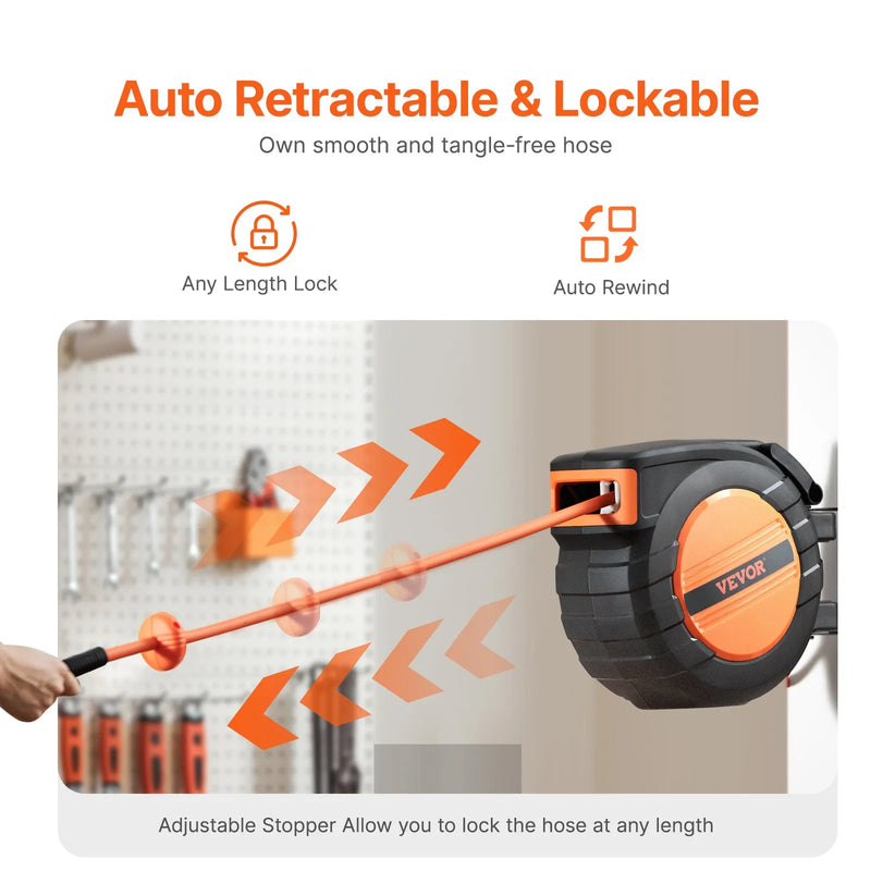 Gaisa šļūtenes spole, ievelkama, 9,53 mm, 15 m, hibrīda, ar korpusu, 20 bar / 300 PSI