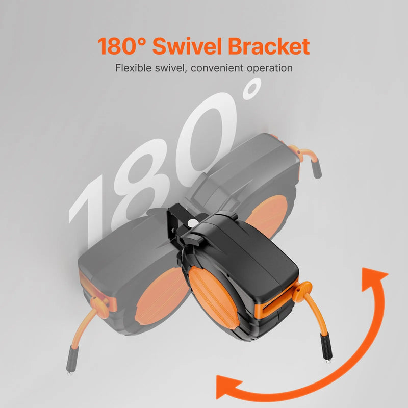 Gaisa šļūtenes spole, ievelkama, 9,53 mm, 15 m, hibrīda, ar korpusu, 20 bar / 300 PSI