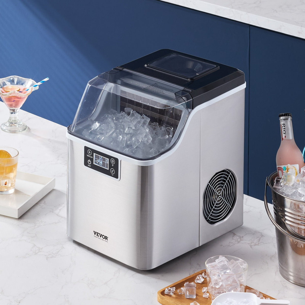 VEVOR Portable Countertop Ice Maker 20 kg/24 h with Self-Cleaning, Scoop and Basket