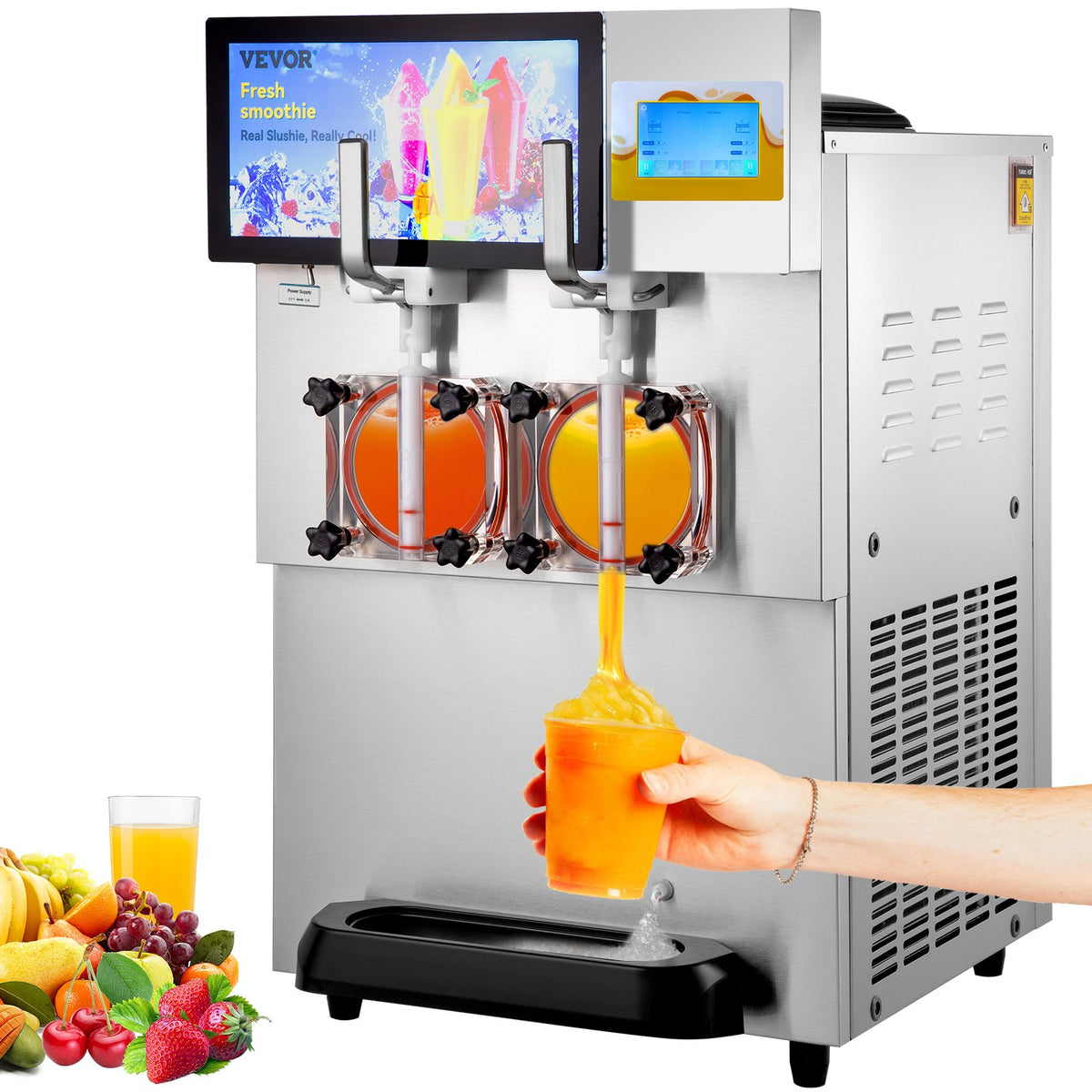 VEVOR Commercial Slush Machine 2 × 8 l with Dual Bowls for Margaritas and Frozen Drinks