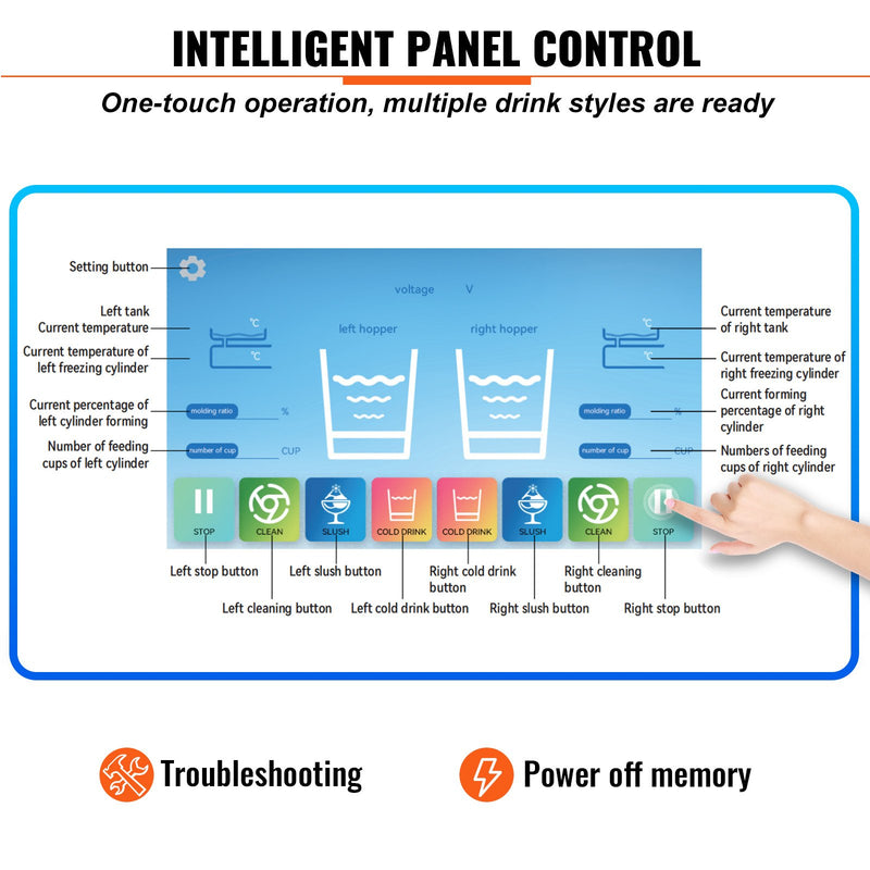 VEVOR 8L Divbļodu komerciālā slushmašīna, margarītas, smūtija un saldēti dzērieni