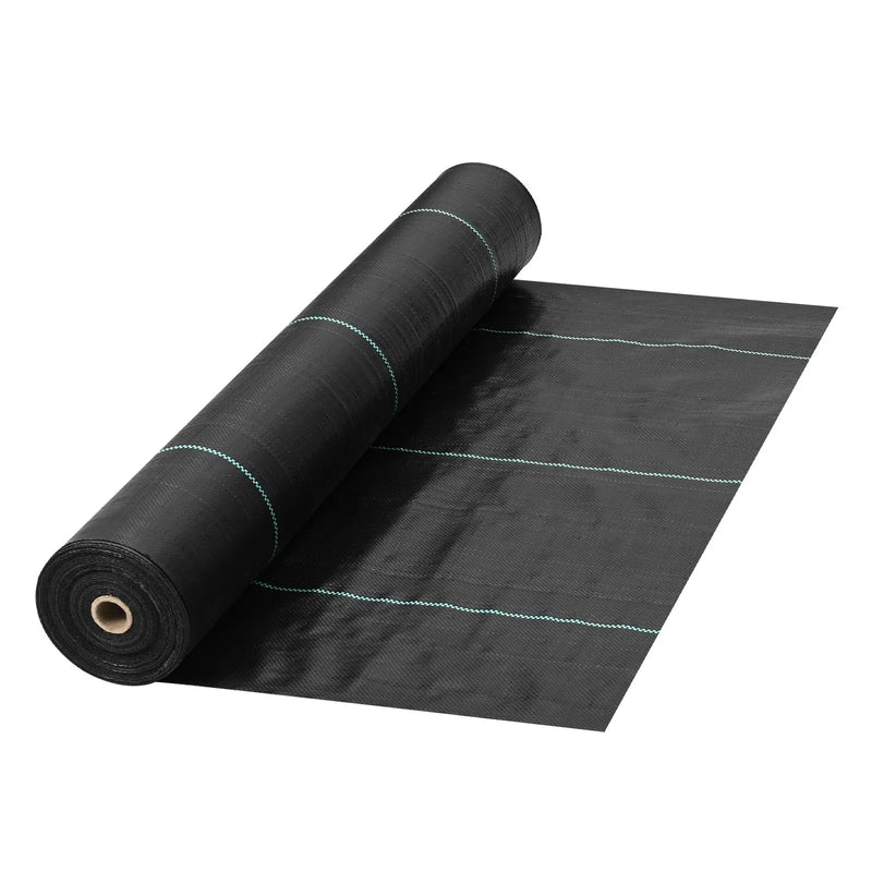 VEVOR Nezāļu ierobežošanas ainavu audums 0,91 x 91,4 m, 197 g/m² pastiprināts austs ģeotekstils dārzam un terasei, melns - ZEMLETES.LV