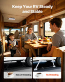 VEVOR universāls RV stabilizators piekabēm un kemperiem, regulējams augstums 304,8–711,2 mm, salokāms, samazina transportlīdzekļa šūpošanos, 1 gab.