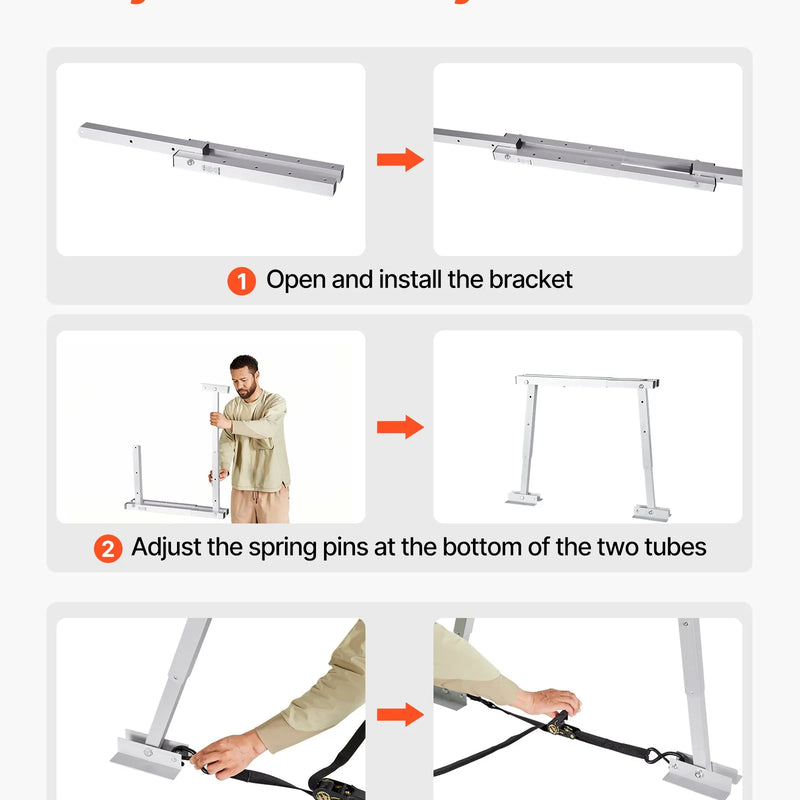 VEVOR universāls RV stabilizators piekabēm un kemperiem, regulējams augstums 304,8–711,2 mm, salokāms, samazina transportlīdzekļa šūpošanos, 1 gab.