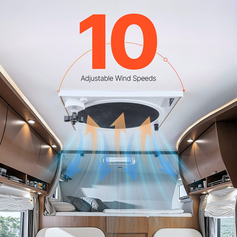 VEVOR 35 cm RV jumta ventilators ar 10 ātrumiem, reverso motoru un tālvadības pulti