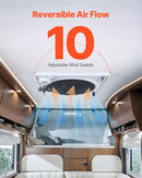 VEVOR 35 cm RV jumta ventilators ar 10 ātrumiem, reverso motoru un tālvadības pulti