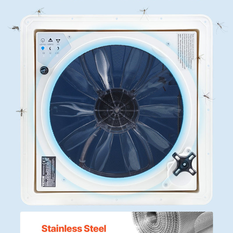 VEVOR 35 cm RV jumta ventilators ar 10 ātrumiem, reverso motoru un tālvadības pulti