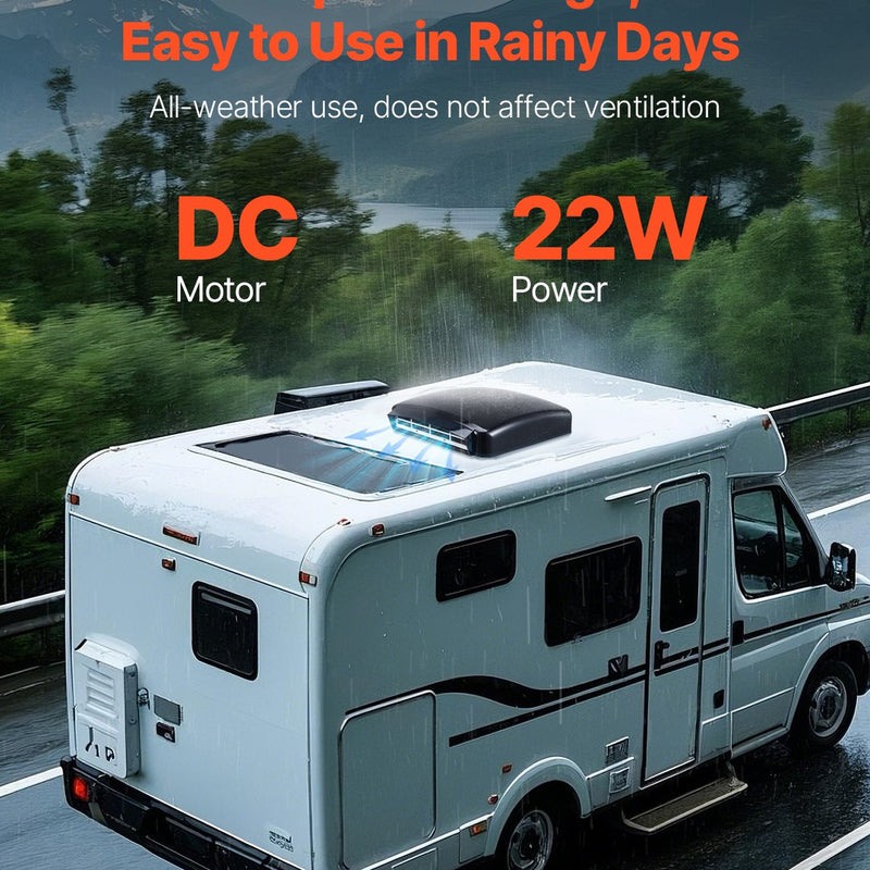 VEVOR 35,6 cm reversējamais RV jumta ventilators ar lietus pārsegu un elektriski paceļamu vāku