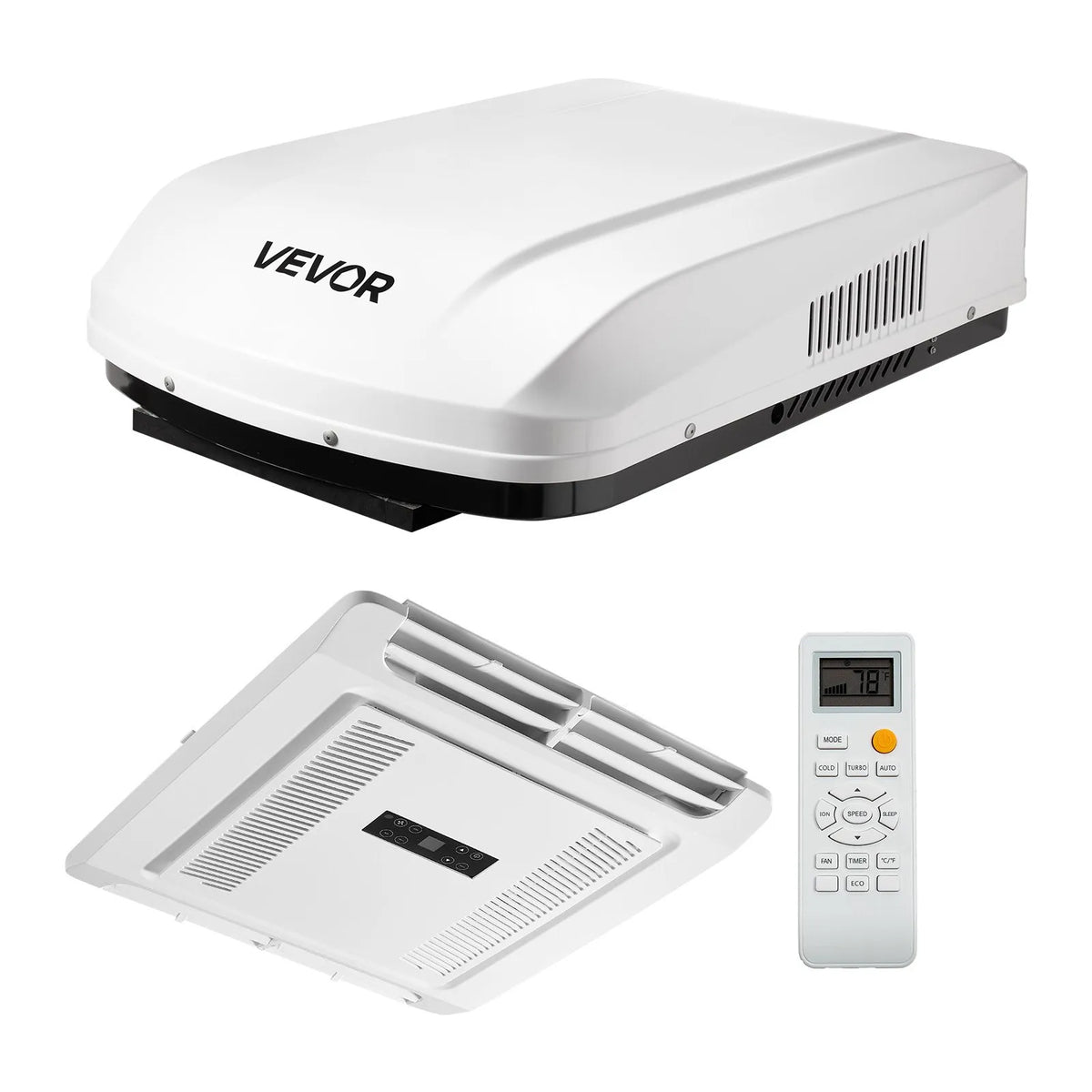 VEVOR Roof Air Conditioner for Campers 3000 W 220 V Ductless Air Conditioner with Heat Pump and Cooling Variable Speed Quiet Operation Remote Control and ADB Button Control White