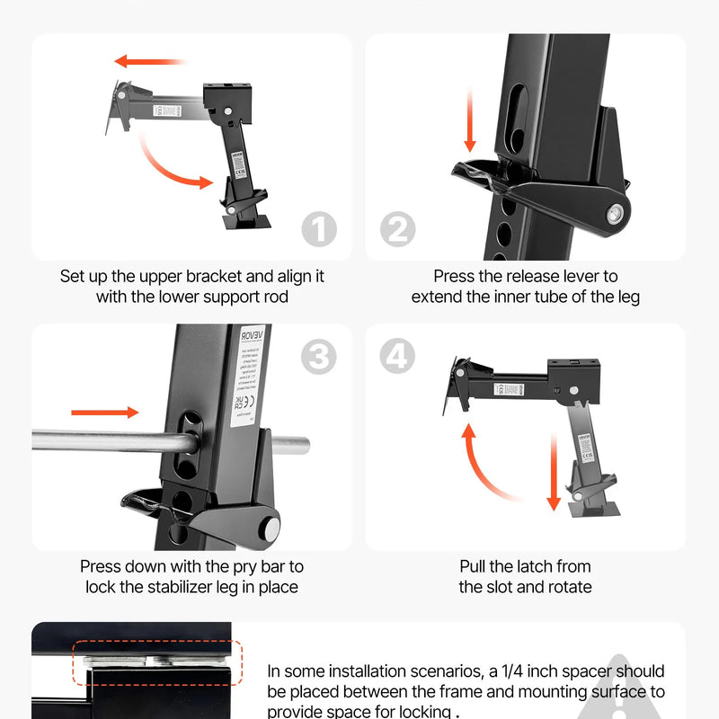 VEVOR телескопический стабилизатор домкратов, 2 габ., телескопические нолоки пьекабес стабилизатор домкратов кемперу пьекабем, кравнесиба 453,59 кг катрам, регуляторы аугстумов 297,18-462,28 мм