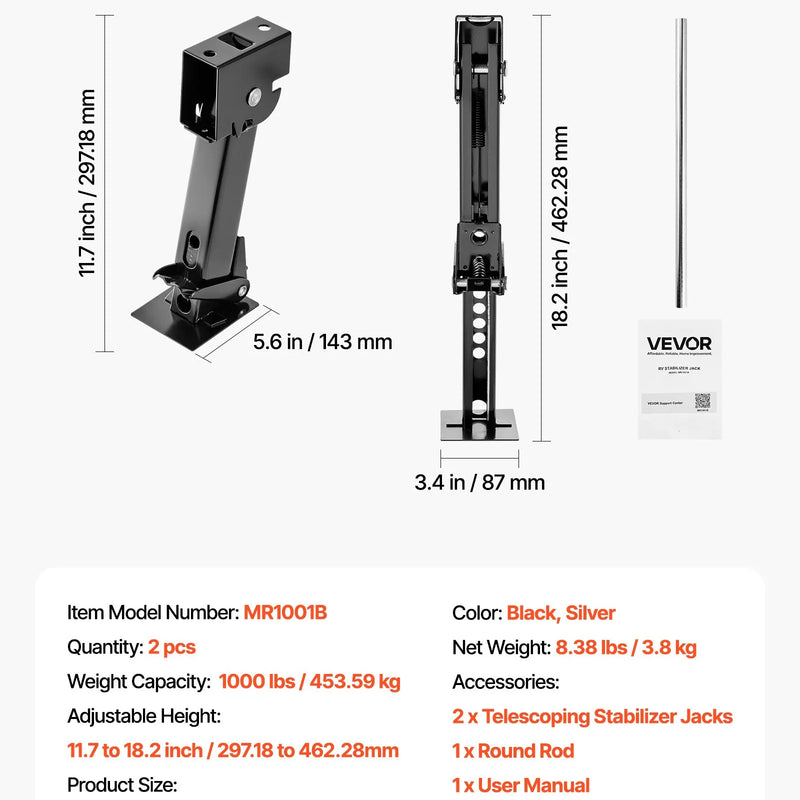 VEVOR телескопический стабилизатор домкратов, 2 габ., телескопические нолоки пьекабес стабилизатор домкратов кемперу пьекабем, кравнесиба 453,59 кг катрам, регуляторы аугстумов 297,18-462,28 мм
