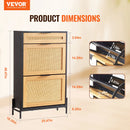 VEVOR pīts kurpju skapis ar 2 nolokāmiem pītiem nodalījumiem un 1 bīdāmu atvilktni, metāla kājas, šaurs ieejas skapis kurpēm, melns