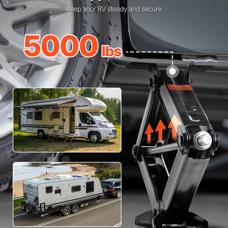 VEVOR kempera šķērveida stabilizācijas domkrati 2268 kg, regulējams augstums 102–594 mm, komplekts 2 gab., pastiprināti līmeņošanas domkrati ar kloķi, uzgali un līmeņrāžiem, izturīgi pret deformāciju