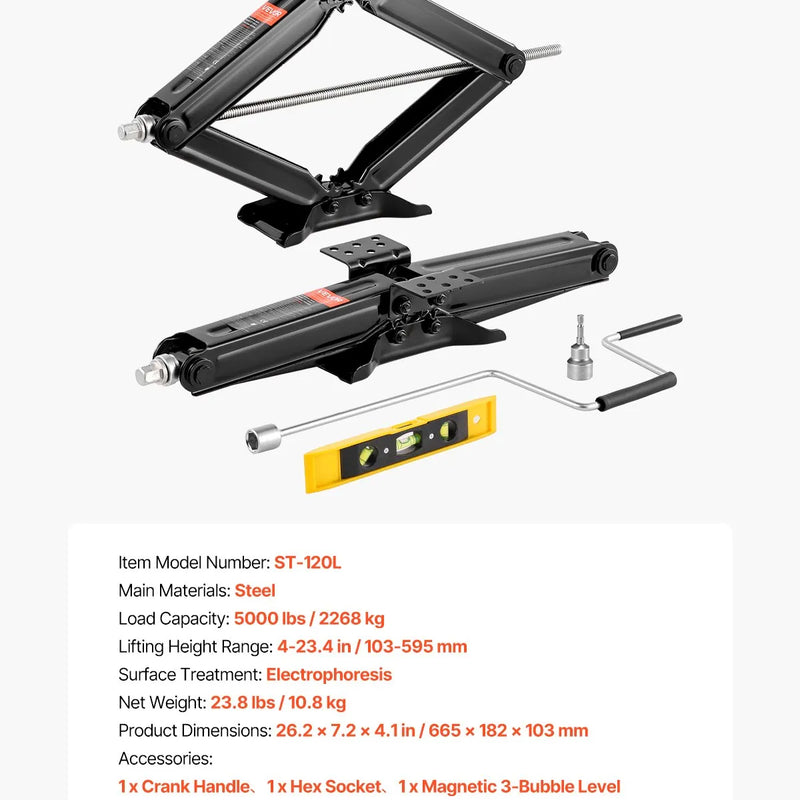 VEVOR kempera šķērveida stabilizācijas domkrati 2268 kg, regulējams augstums 102–594 mm, komplekts 2 gab., pastiprināti līmeņošanas domkrati ar kloķi, uzgali un līmeņrāžiem, izturīgi pret deformāciju