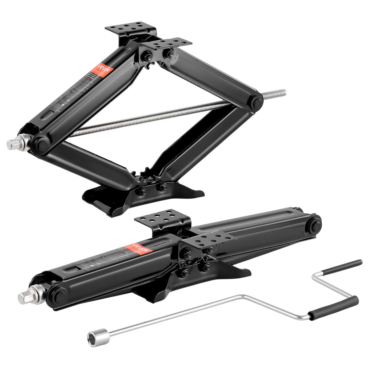 VEVOR RV X-kujulised stabiliseerimistugipostid, 2 tk, kandevõime 2948 kg, reguleeritav kõrgus 102–594 mm, varustatud kangiga, otsikute ja tasapinnamõõturitega, mõeldud matkaautodele ja haagistele