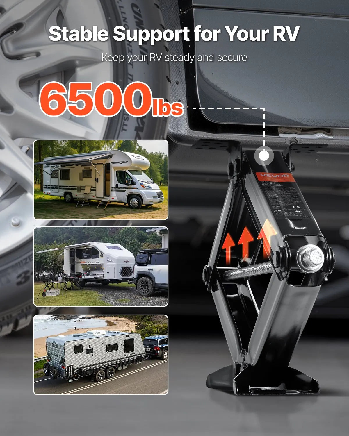 VEVOR RV X-kujulised stabiliseerimistugipostid, 2 tk, kandevõime 2948 kg, reguleeritav kõrgus 102–594 mm, varustatud kangiga, otsikute ja tasapinnamõõturitega, mõeldud matkaautodele ja haagistele