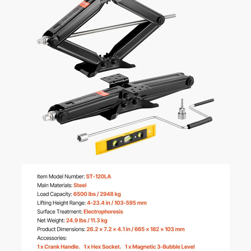 VEVOR RV šķērveida stabilizācijas domkrati 2 gab., 2948 kg nestspēja, regulējams augstums 102–594 mm, ar kloķi, uzgali un līmeņrāžiem, kemperiem un piekabēm