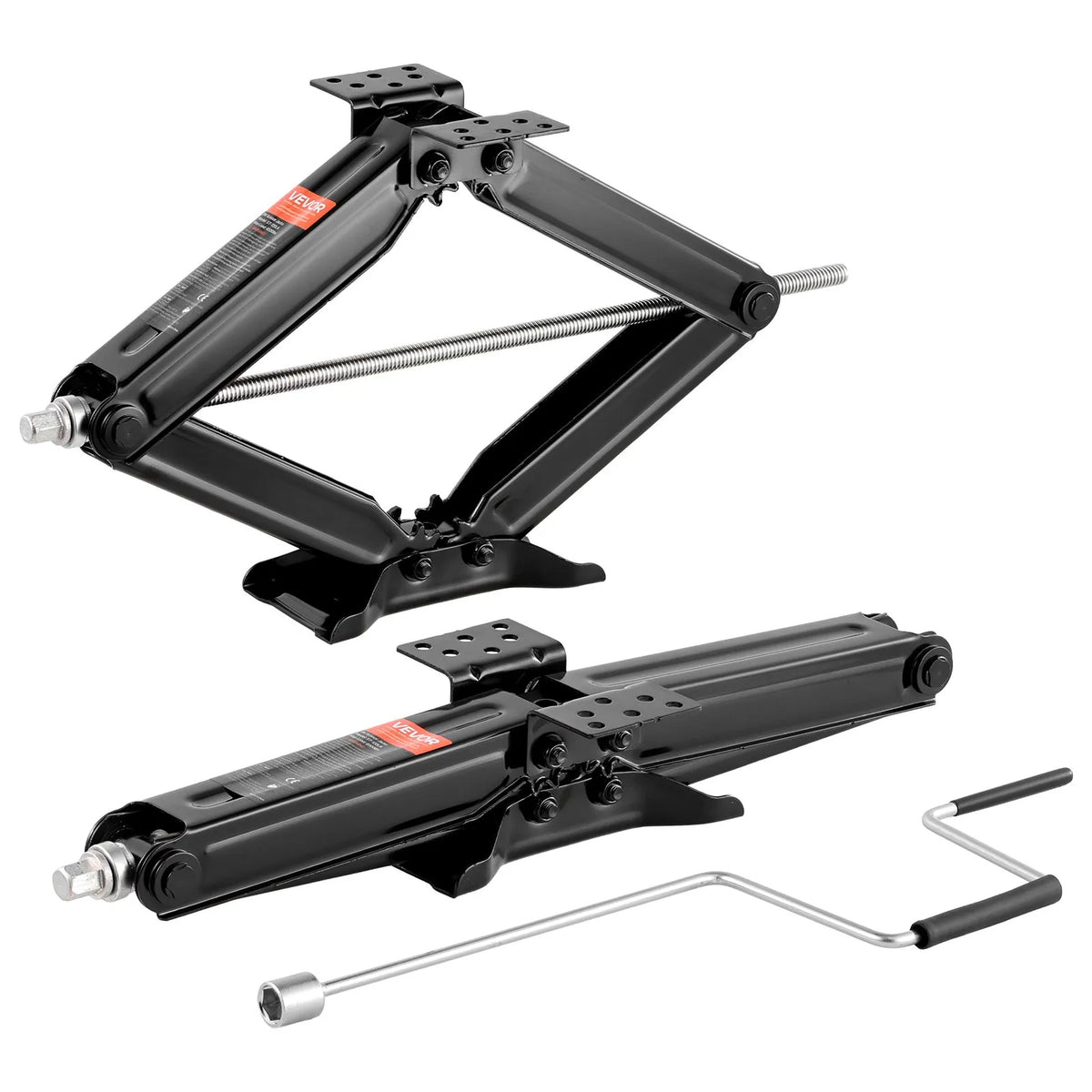 VEVOR RV Levelling Jacks 4082 kg 10.2–59.4 cm RV Stabiliser and Levelling Jacks Set 2 pcs Heavy-Duty Stabiliser Jacks with Crank Handle Footpads and Bubble Levels Deformation Resistant
