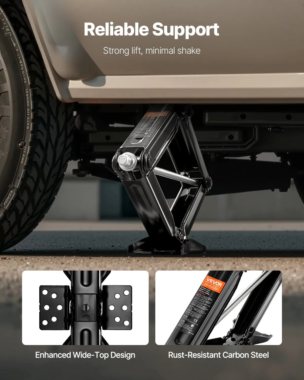 VEVOR RV Levelling Jacks 4082 kg 10.2–59.4 cm RV Stabiliser and Levelling Jacks Set 2 pcs Heavy-Duty Stabiliser Jacks with Crank Handle Footpads and Bubble Levels Deformation Resistant