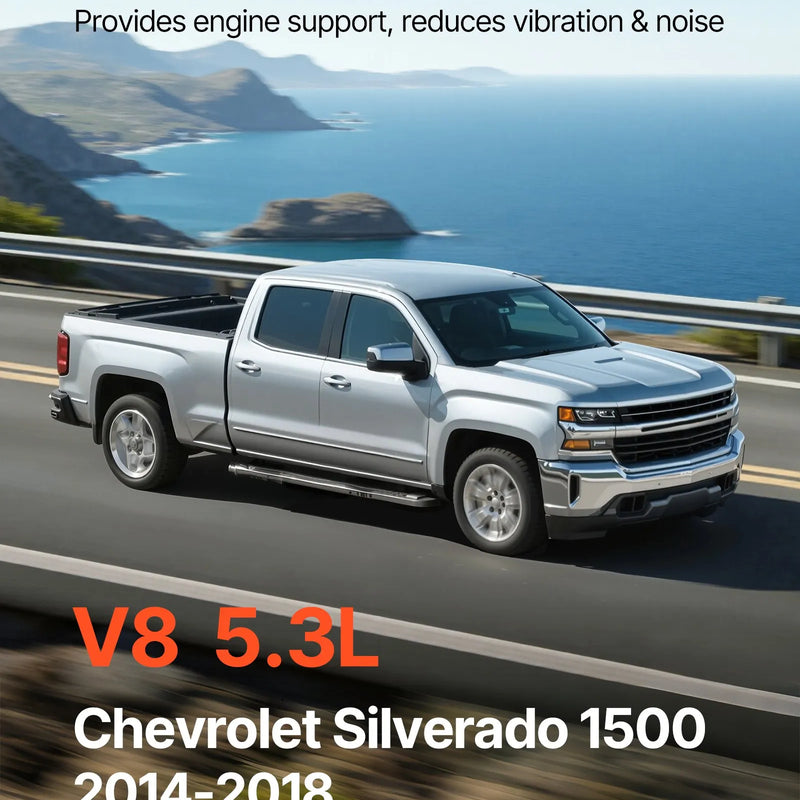 VEVOR dzinēja motora balsta nomaiņa, priekšējais kreisais dzinēja balsts, saderīgs ar Chevrolet Silverado 1500 2014–2018, 5,3 l V8, pastiprinātas konstrukcijas alumīnija balsts, melnā krāsā