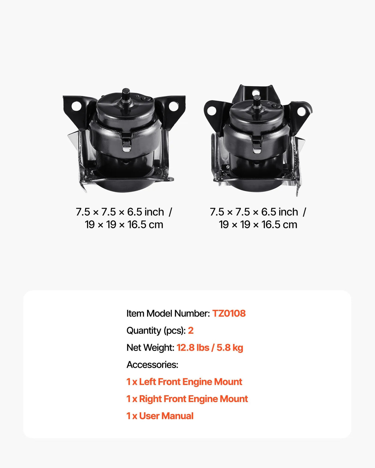 VEVOR dzinēja motora balstu nomaiņas komplekts, 2 gab., priekšējais kreisais un labais balsts, saderīgs ar Chevrolet Silverado 1500 2014–2018, 5,3 l V8, OE 84175582 un 84175583 nomaiņa