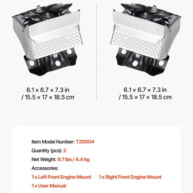 VEVOR dzinēja motora balstu nomaiņas komplekts, 2 gab., saderīgs ar Chevrolet Silverado 1500 2007–2013, 5.3L V8, priekšējie kreisais un labais balsts, OE A5365 nomaiņa