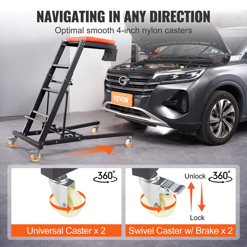VEVOR Automobiļu Topside Creeper, Regulējams Augstums 1219-1930 mm, 180 kg Iespēja, 4 Rotējoši Riteņi, Saliekams Izturīgs Creeper Remontam