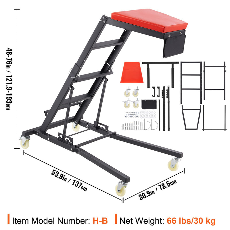VEVOR Automobiļu Topside Creeper, Regulējams Augstums 1219-1930 mm, 180 kg Iespēja, 4 Rotējoši Riteņi, Saliekams Izturīgs Creeper Remontam