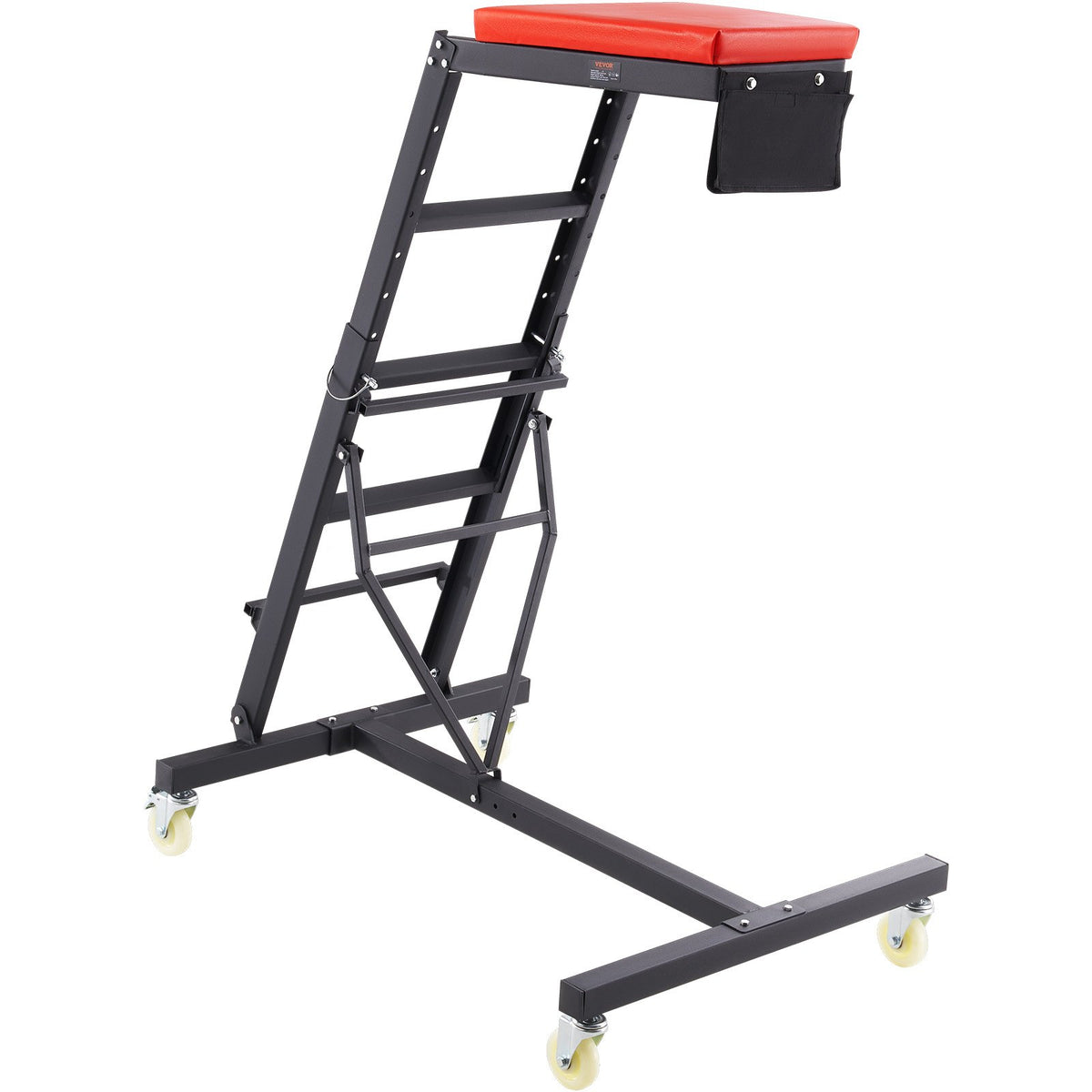 VEVOR Mechanic Creeper Seat for Engine Maintenance, Adjustable Height 1160–1680 mm, Load Capacity 181 kg, with 4 Swivel Casters, Heavy-Duty Construction, for Auto Repair and Maintenance