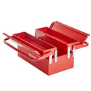 Metāla instrumentu kaste 35,6 cm, 2 līmeņu, 3 nodalījumu salokāma pārnēsājama ar rokturi un aizslēga vietu, pulverkrāsots tērauds, sarkana
