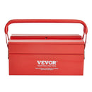 Metāla instrumentu kaste 35,6 cm, 2 līmeņu, 3 nodalījumu salokāma pārnēsājama ar rokturi un aizslēga vietu, pulverkrāsots tērauds, sarkana