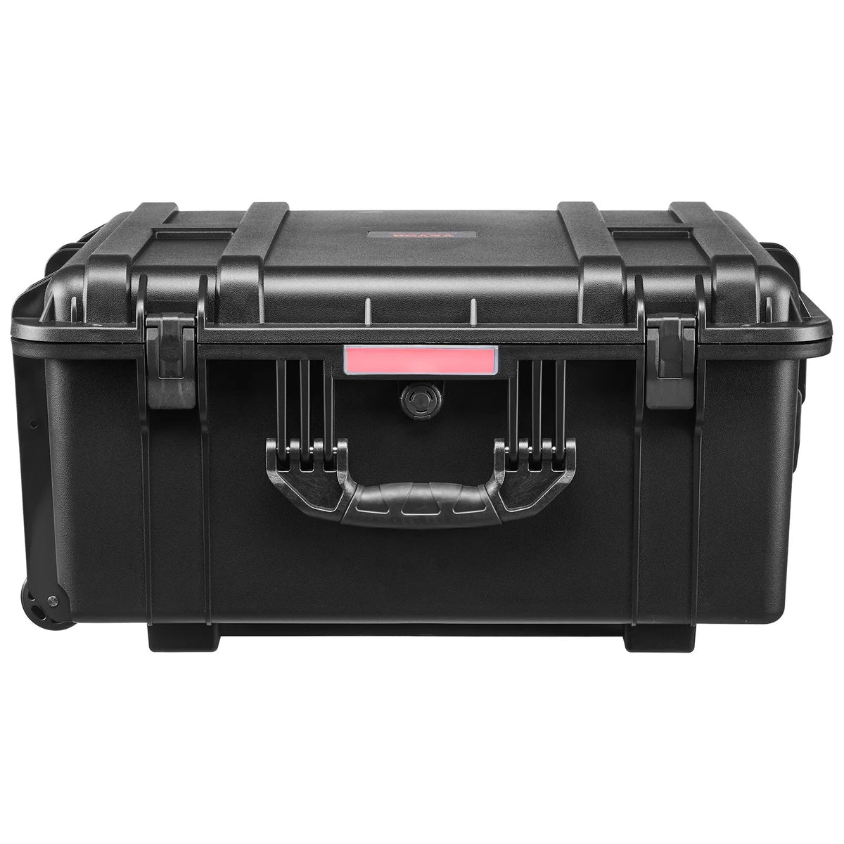 VEVOR 99 L Waterproof and Dustproof Hard Carrying Case with Wheels, Retractable Handle, IP67 Protection, Latch Clips, Hanging Key Openings and Foam Insert, Black, Large Size