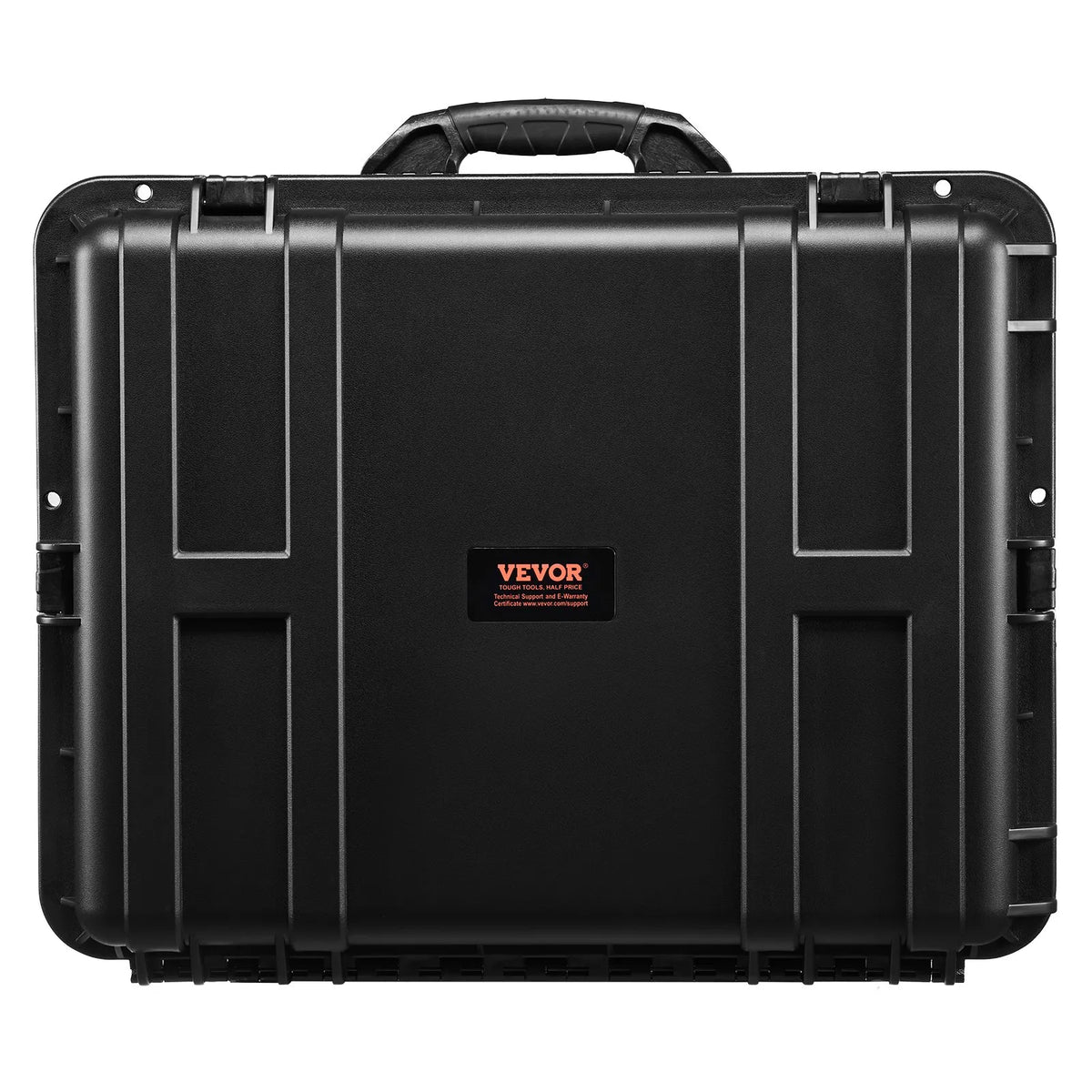 VEVOR 99 L Waterproof and Dustproof Hard Carrying Case with Wheels, Retractable Handle, IP67 Protection, Latch Clips, Hanging Key Openings and Foam Insert, Black, Large Size
