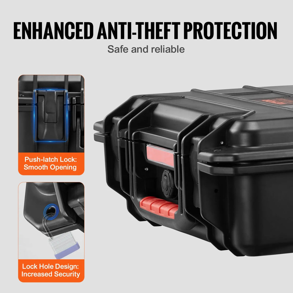 Durable Hard Protective Case with Foam Insert and Retractable Handle, IP67 Waterproof, 40 × 32 × 16.6 cm