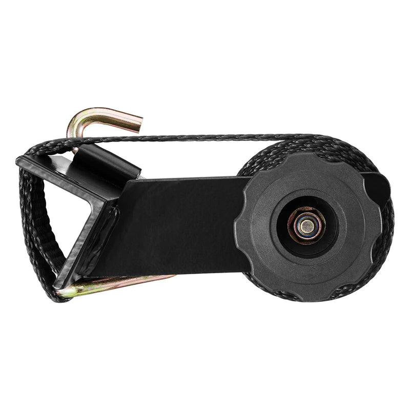 VEVOR trepju bagāžnieka sprūdrata siksnas, melns kvadrātcaurules stiprinājums, 38 mm platas un 2,25 m garas siksnas ar dubultiem J veida āķiem, maksimālā slodze 226,8 kg, pastiprināta kravas fiksācijas sprādze, komplekts 4 gab.