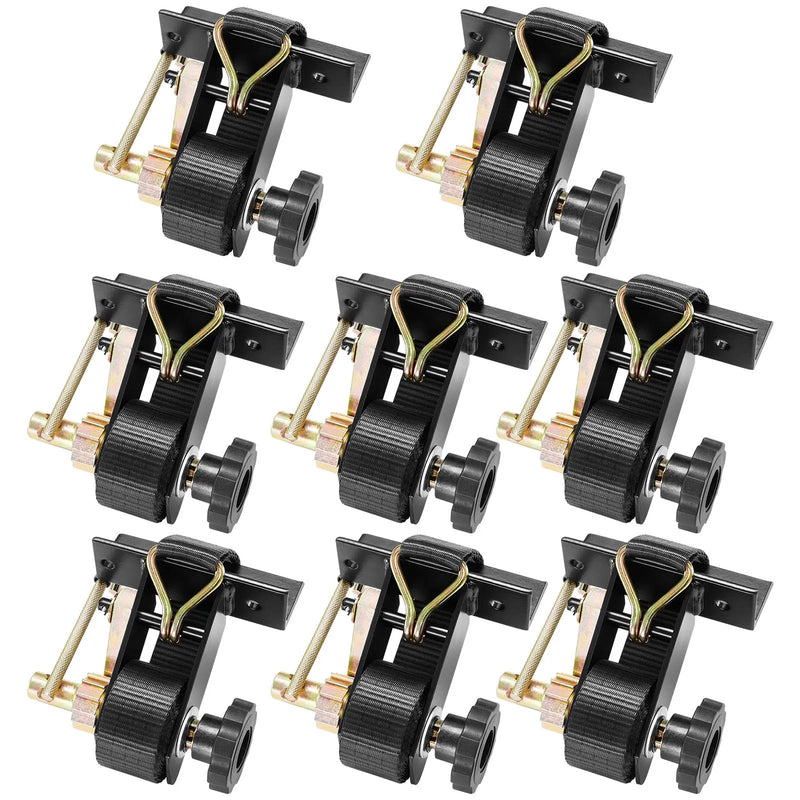 VEVOR sprūdrata stiprinājuma siksnas kāpņu bagāžniekam, stiprinājums kvadrātveida caurulei, 38 mm × 2,25 m, ar dubultajiem J veida āķiem, kravnesība 226,8 kg, lieljaudas kravas fiksācijas siksnas, melnas, 8 gab. komplekts