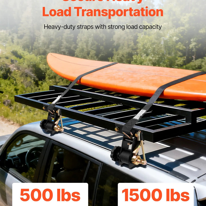 VEVOR sprūdrata stiprinājuma siksnas kāpņu bagāžniekam, stiprinājums kvadrātveida caurulei, 38 mm × 2,25 m, ar dubultajiem J veida āķiem, kravnesība 226,8 kg, lieljaudas kravas fiksācijas siksnas, melnas, 8 gab. komplekts