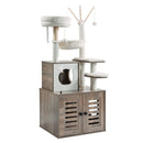 VEVOR liels 2-in-1 kaķu tornis ar tualetes skapīti – iekštelpu kaķu rotaļu māja