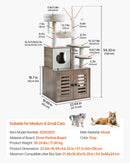 VEVOR liels 2-in-1 kaķu tornis ar tualetes skapīti – iekštelpu kaķu rotaļu māja