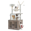 VEVOR liels 2-in-1 kaķu tornis ar tualetes skapīti – iekštelpu kaķu rotaļu māja