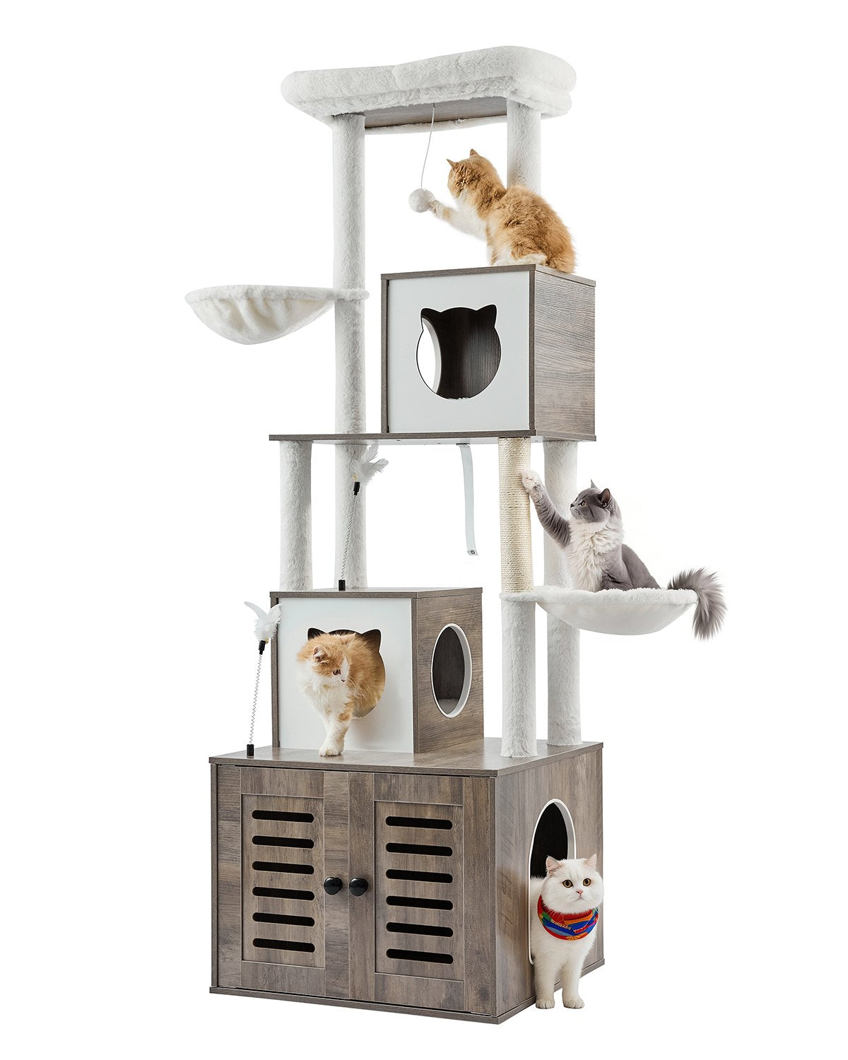 VEVOR 2 in 1 Cat Tower with Toilet Compartment and Play Zone