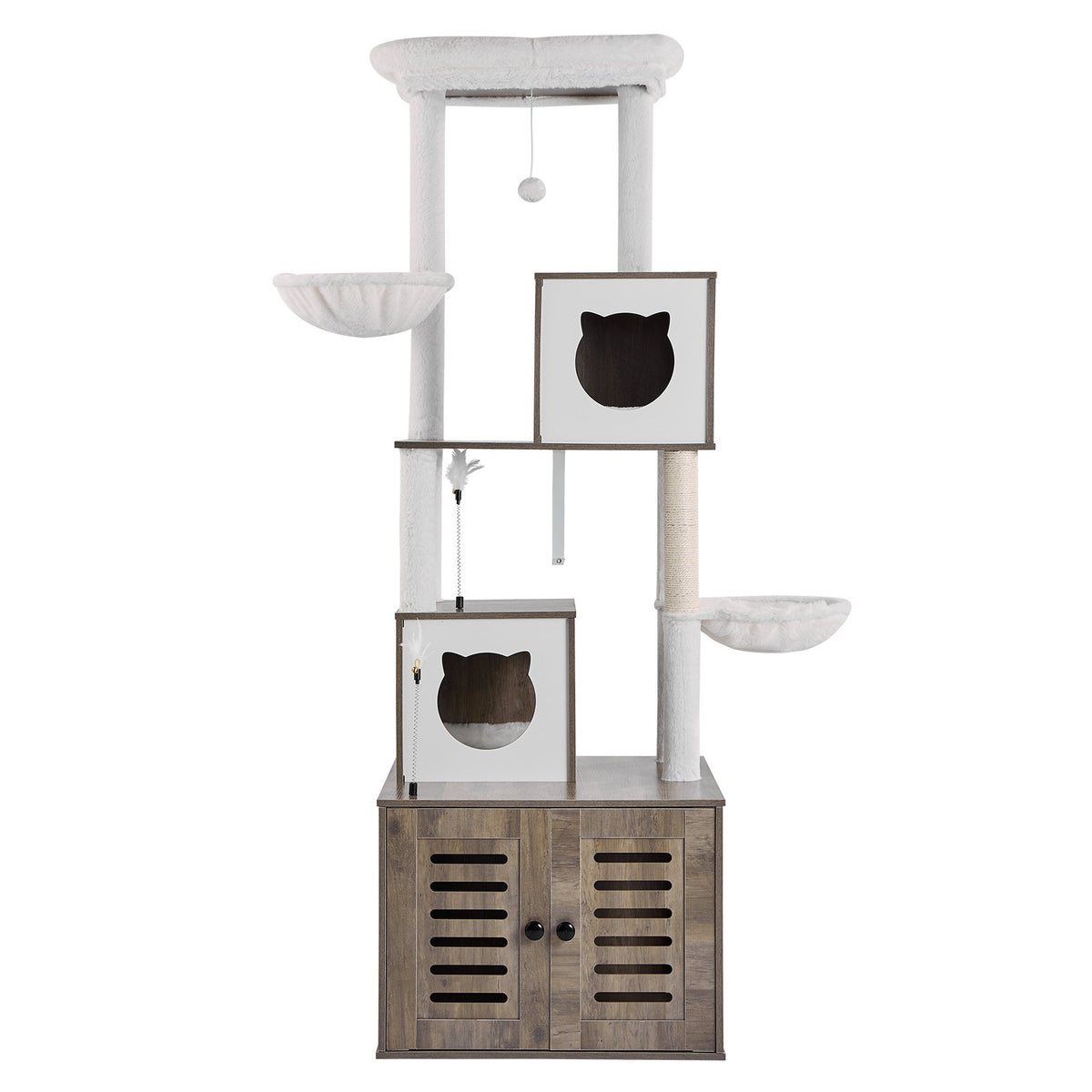 VEVOR 2 in 1 Cat Tower with Toilet Compartment and Play Zone
